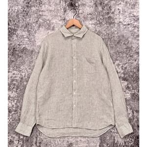 Hartford Shirt XL Mens Striped Linen Long Sleeve Button Down